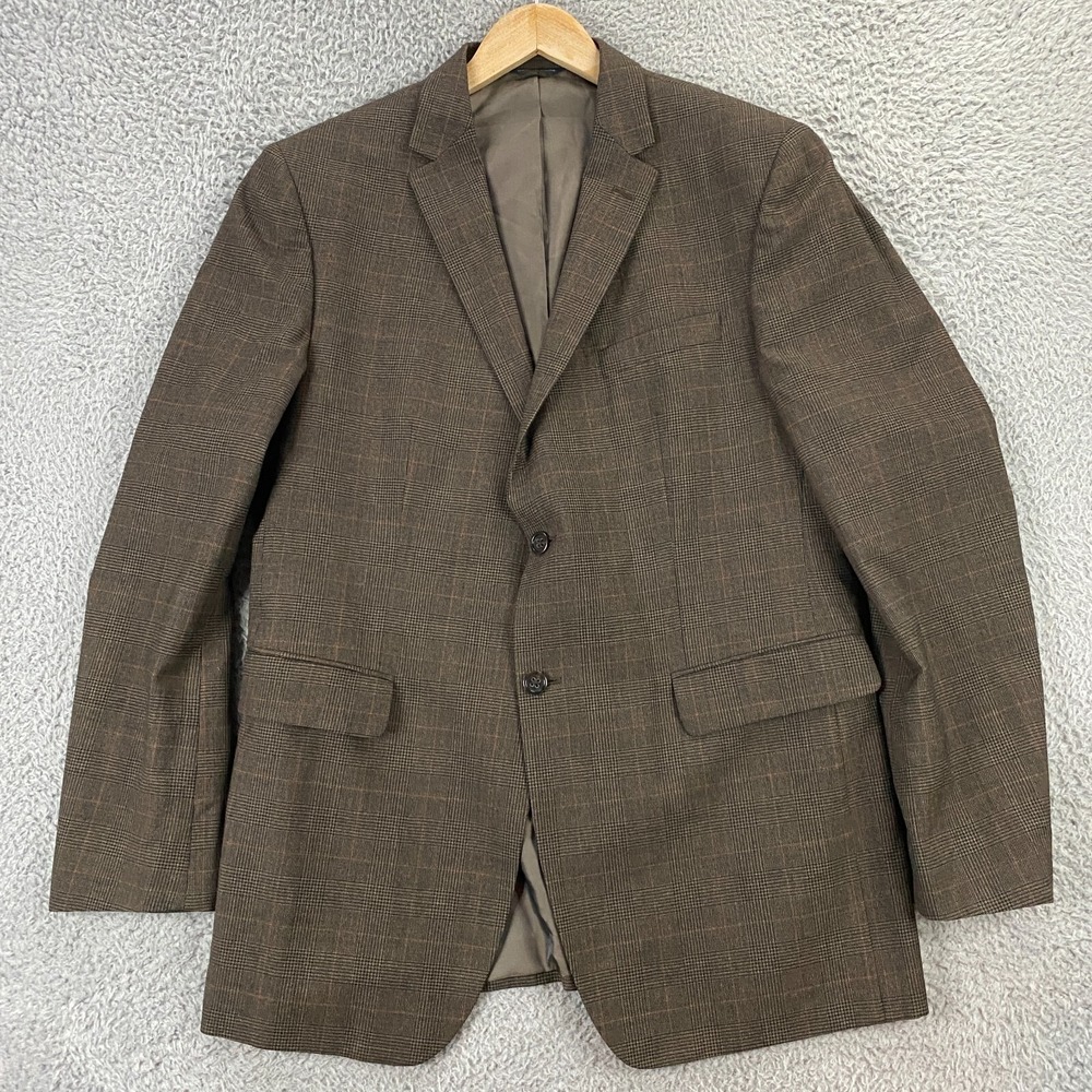 Banana Republic Blazer Suit Jacket Mens 44L Houndstooth Plaid Old Money‎ Preppy
